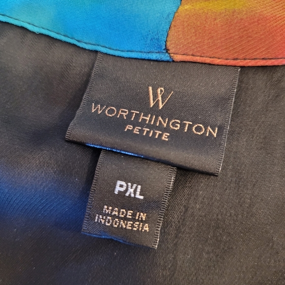Worthington Multicolor Lightweight Blouse Size PXL with 3/4 Sleeve and B… - Picture 5 of 8